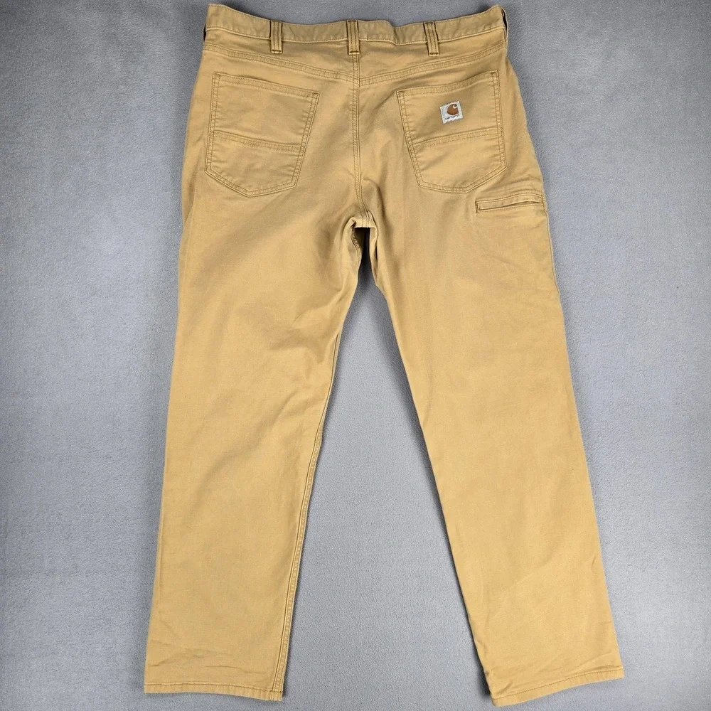 Carhartt Pants Mens 38x31 Beige Relaxed Fit Straight Leg Canvas Workwear Stretch